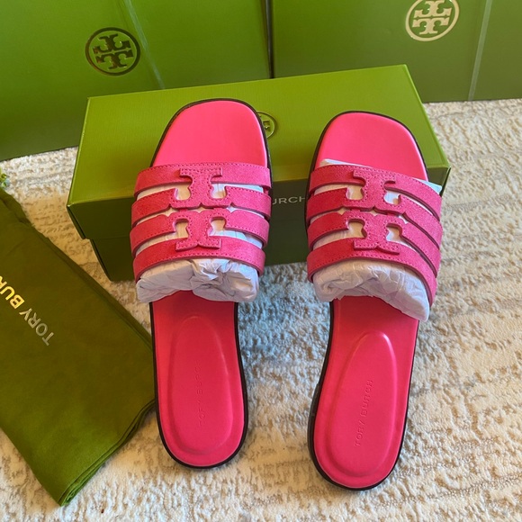 Tory Burch Ines Cage Slide Suede Sandals - Picture 6 of 9